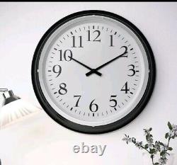 Horloge Murale IKEA Bravur Grande Rétro Iconique Noir Blanc Métal 59cm Silencieuse Sans Tictac