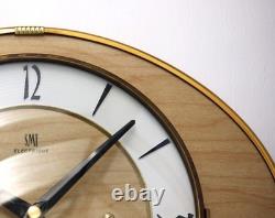 Horloge Murale Vintage 26cm SMI Formica Française Rétro Mi-Siècle Atomique en Bois
