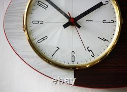 Horloge Murale Vintage 33cm Forme de Baromètre FFR Formica Rétro Milieu du Siècle Atomique
