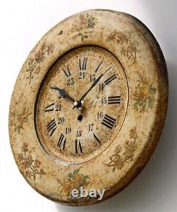 Horloge Murale Vintage 33cm Japy Métal Rétro Français Étain Mi-Siècle Antiques Toleware