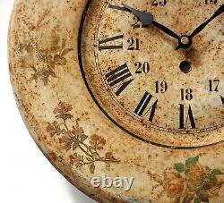 Horloge Murale Vintage 33cm Japy Métal Rétro Français Étain Mi-Siècle Antiques Toleware