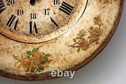 Horloge Murale Vintage 33cm Japy Métal Rétro Français Étain Mi-Siècle Antiques Toleware