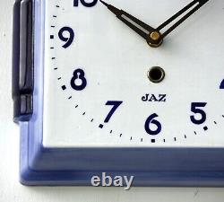 Horloge Murale Vintage Jaz 24cm en Céramique Rétro Atomique Mi-Siècle Bleue Cadeau Français