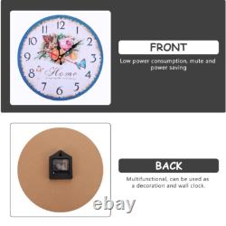 Horloge en bois vintage Horloge rétro à fleurs Horloge de cuisine