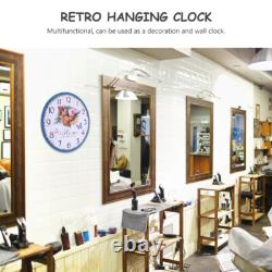 Horloge en bois vintage Horloge rétro à fleurs Horloge de cuisine