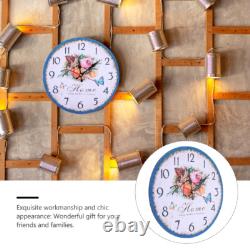 Horloge en bois vintage Horloge rétro à fleurs Horloge de cuisine