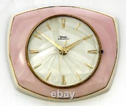 Horloge murale Diehl vintage en céramique rose allemande rétro atomique du milieu du siècle de 25 cm