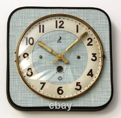 Horloge murale JAZ vintage 21 cm en formica français rétro mi-siècle atomique en bois
