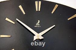 Horloge murale Jaz vintage de 32cm en Formica français rétro du milieu du siècle en bois atomique
