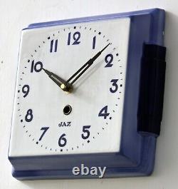 Horloge murale Jaz vintage en céramique 24 cm rétro atomique milieu du siècle bleu cadeau français