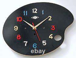 Horloge murale Lora vintage de 32cm, style Formica français rétro de milieu de siècle Atomic