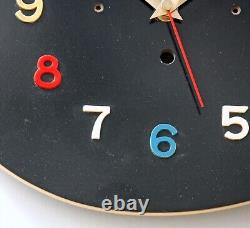 Horloge murale Lora vintage de 32cm, style Formica français rétro de milieu de siècle Atomic
