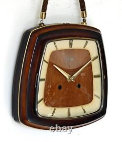 Horloge murale Zentra vintage 23cm, rétro allemand, horloge à corde du milieu du siècle, cadeau.