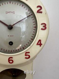 Horloge murale de cuisine Vintage Smiths Enfield en excellent état de fonctionnement d'origine