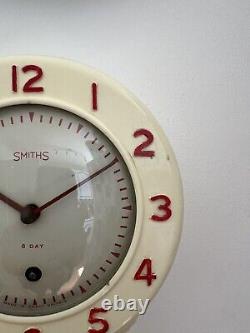 Horloge murale de cuisine Vintage Smiths Enfield en excellent état de fonctionnement d'origine