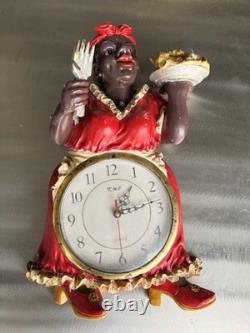 Horloge murale décorative pour cuisine/alimentation KMC, femme en robe rouge en résine, style vintage/rétro, analogique