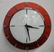 Horloge Murale électrique Metamec Vintage Rouge Rétro Des Années 1950