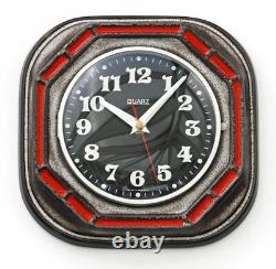 Horloge murale en céramique vintage de 22 cm rétro milieu du siècle gris fat lava cadeau allemand
