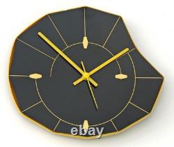 Horloge murale rétro vintage 27 cm en formica française, cadeau en bois de style atomique du milieu du siècle