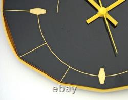 Horloge murale rétro vintage 27 cm en formica française, cadeau en bois de style atomique du milieu du siècle