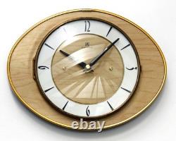 Horloge murale vintage 26 cm SMI Formica française rétro milieu du siècle atomique en bois