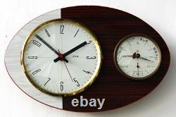 Horloge murale vintage 33 cm FFR forme baromètre Formica rétro milieu du siècle atomique