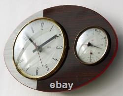 Horloge murale vintage 33 cm FFR forme baromètre Formica rétro milieu du siècle atomique