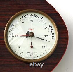 Horloge murale vintage 33 cm FFR forme baromètre Formica rétro milieu du siècle atomique Horloge murale vintage 33 cm FFR forme baromètre Formica rétro milieu du siècle atomique