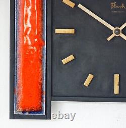 Horloge murale vintage Flash 28cm français rétro en céramique Fat Lava du milieu du siècle