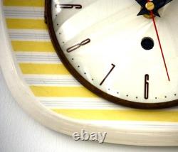 Horloge murale vintage Garant en céramique de 26 cm, style rétro milieu de siècle, jaune, allemande