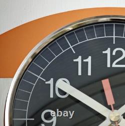 Horloge murale vintage Japy Formica 22 cm rétro français mi-siècle orange en bois