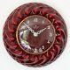 Horloge Murale Vintage Junghans En Céramique Rouge De 22cm De Style Rétro Atomique Du Milieu Du Siècle En Allemand