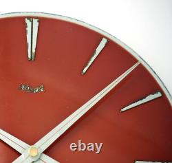Horloge murale vintage Kienzle 24 cm métal rouge rétro style mi-siècle cadeau allemand