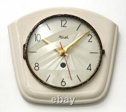 Horloge murale vintage Kienzle en céramique 21 cm rétro atomique milieu du siècle blanche allemande