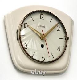 Horloge murale vintage Kienzle en céramique 21 cm rétro atomique milieu du siècle blanche allemande