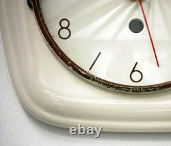 Horloge murale vintage Kienzle en céramique 21 cm rétro atomique milieu du siècle blanche allemande