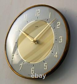 Horloge murale vintage Metamec 20 cm rétro années 70 en métal blanc