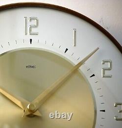 Horloge murale vintage Metamec 20 cm rétro années 70 en métal blanc