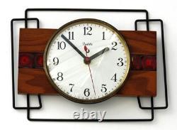 Horloge murale vintage Vedette 28 cm en céramique française rétro milieu du siècle cadeau en bois