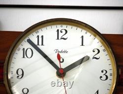 Horloge murale vintage Vedette 28 cm en céramique française rétro milieu du siècle cadeau en bois