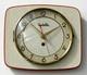 Horloge Murale Vintage Vedette De 23 Cm, Forme Fran&ccedil;aise, Formica R&eacute;tro, Milieu De Si&egrave;cle, Bois Atomique