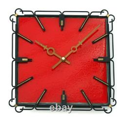 Horloge murale vintage de 27 cm, céramique rétro rouge Fat Lava, cadeau allemand du milieu du siècle Horloge murale vintage de 27 cm, céramique rétro rouge Fat Lava, cadeau allemand du milieu du siècle