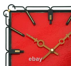 Horloge murale vintage de 27 cm, céramique rétro rouge Fat Lava, cadeau allemand du milieu du siècle