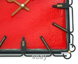Horloge murale vintage de 27 cm, céramique rétro rouge Fat Lava, cadeau allemand du milieu du siècle