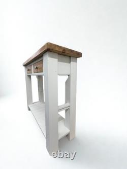 Îlot de cuisine de ferme vintage restauré en bois, grande taille