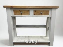 Îlot de cuisine de ferme vintage restauré en bois, grande taille