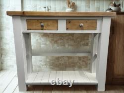 Îlot de cuisine de ferme vintage restauré en bois, grande taille