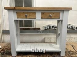 Îlot de cuisine de ferme vintage restauré en bois, grande taille