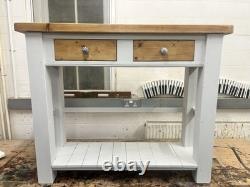 Îlot de cuisine de ferme vintage restauré en bois, grande taille