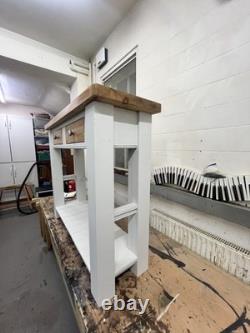 Îlot de cuisine de ferme vintage restauré en bois, grande taille